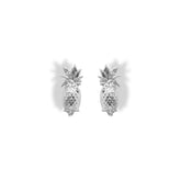 Aretes tipo topo de piña plateados